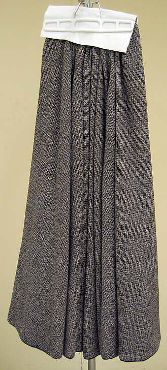 Walking dress, wool, silk, American