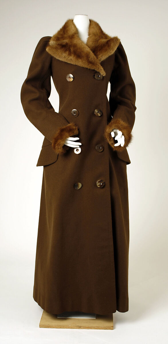 Coat, wool, fur, silk, British 