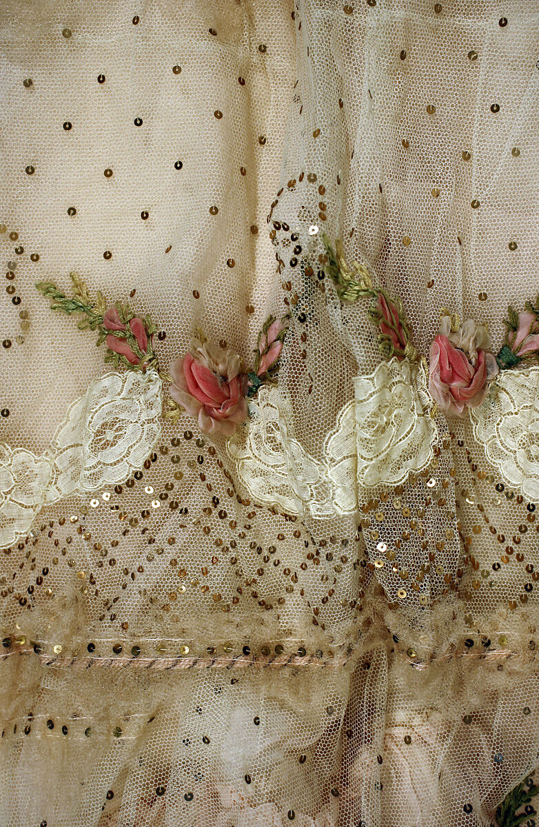 Evening dress, silk, cotton, French