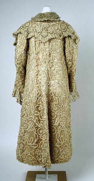 Evening coat, cotton, silk, American