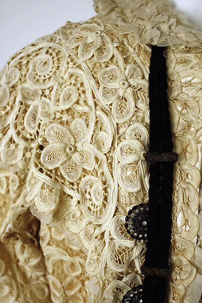 Evening coat, cotton, silk, American