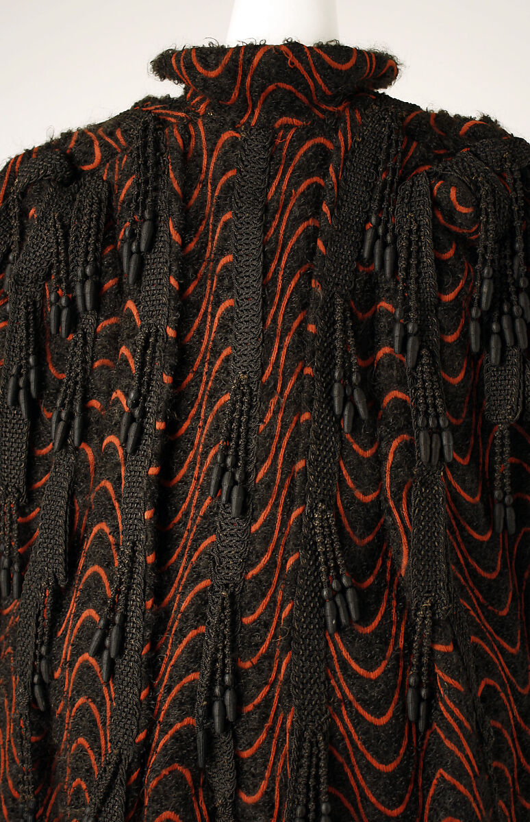 Cape, wool, silk, feathers, cotton, American