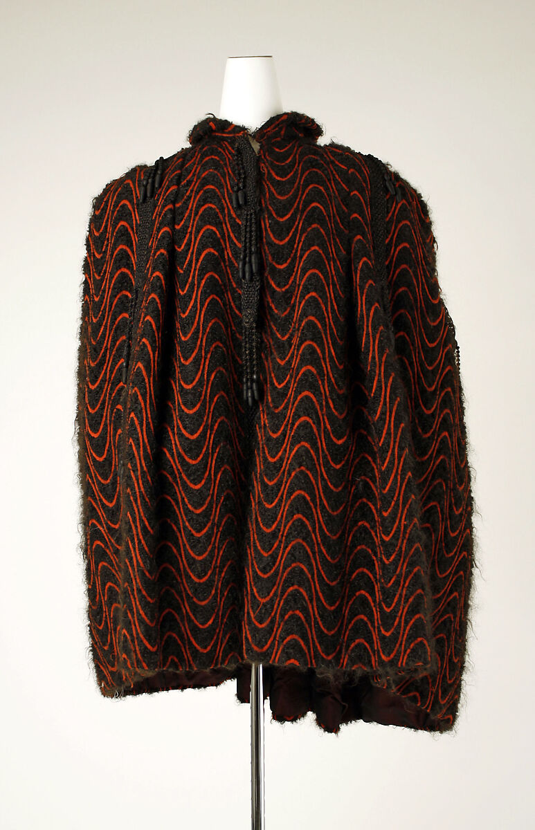Cape, wool, silk, feathers, cotton, American 