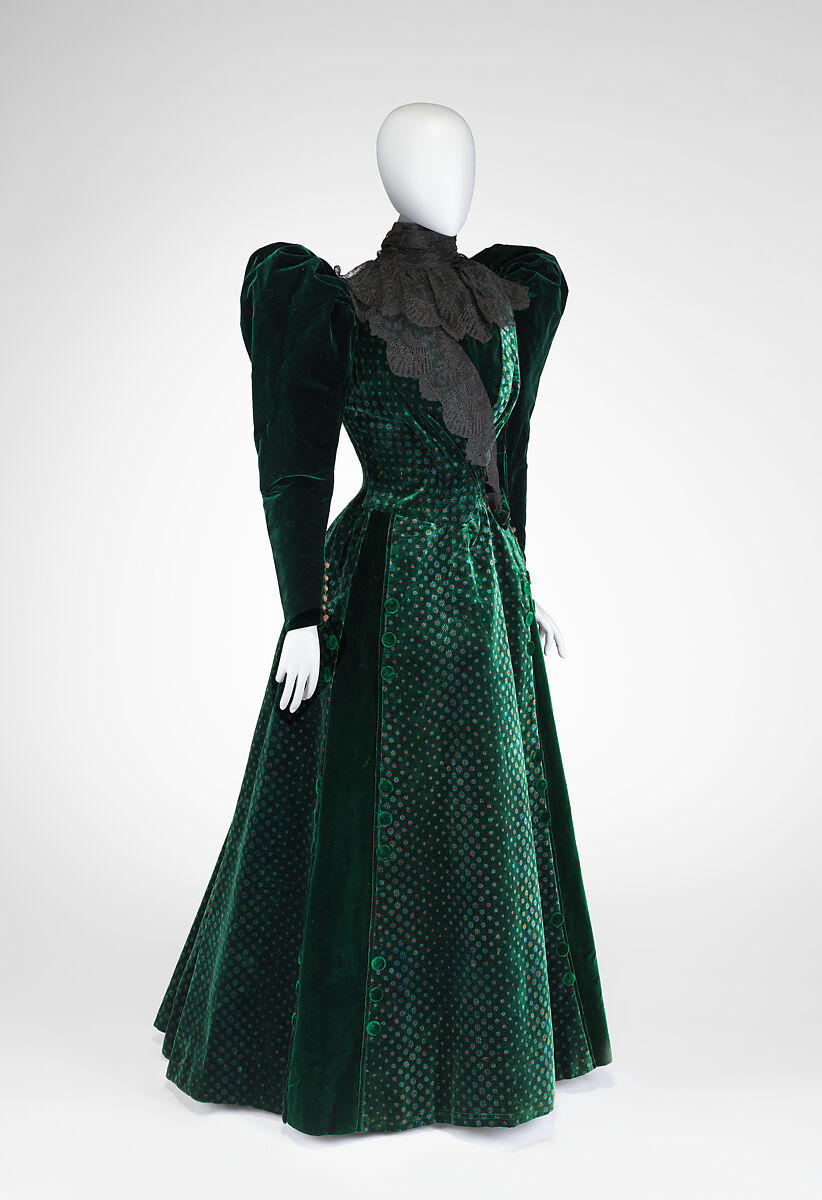 Walking dress, Madeleine Laferrière (French, 1847–1912), silk, cotton, French