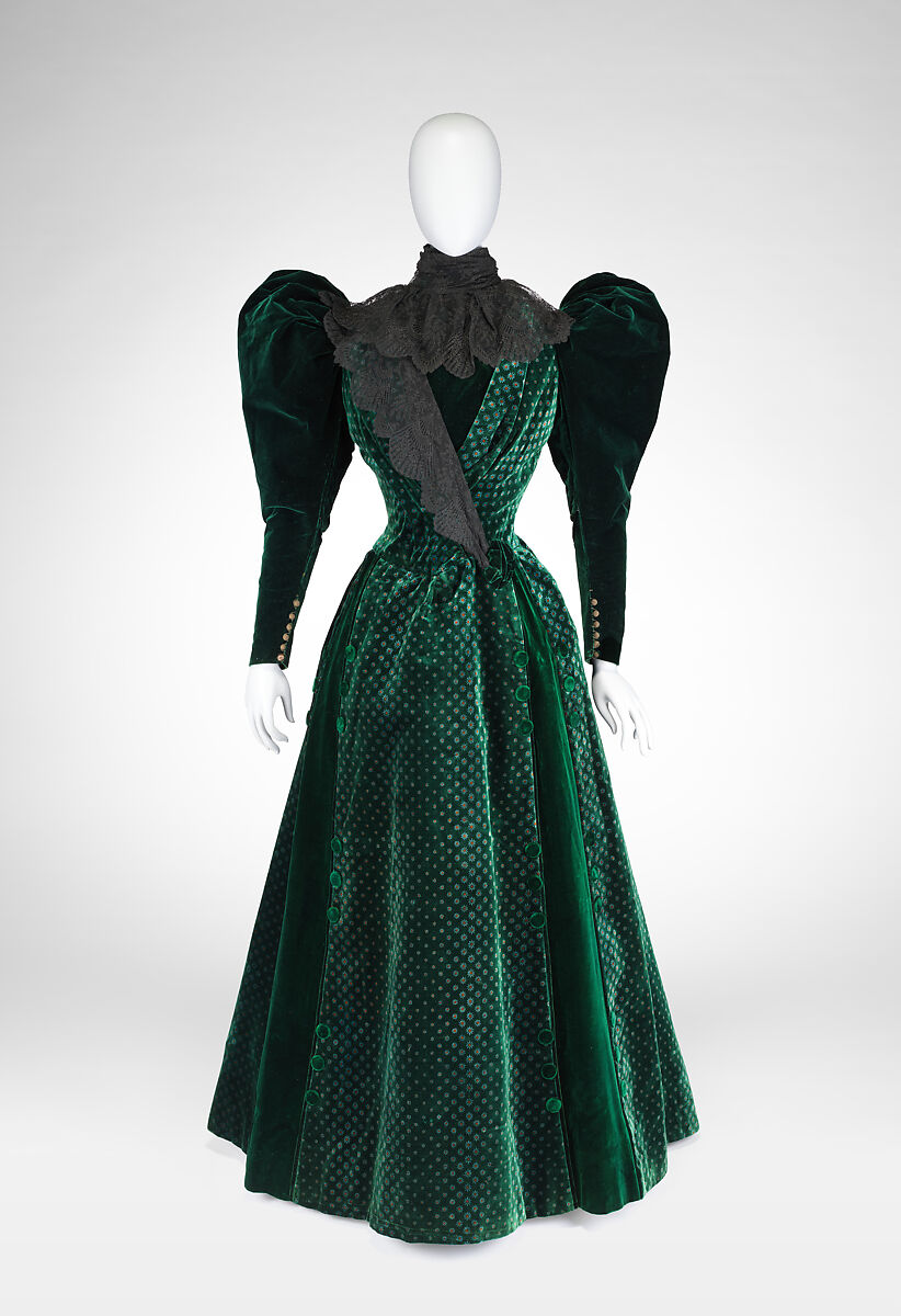 Walking dress, Madeleine Laferrière (French, 1847–1912), silk, cotton, French 