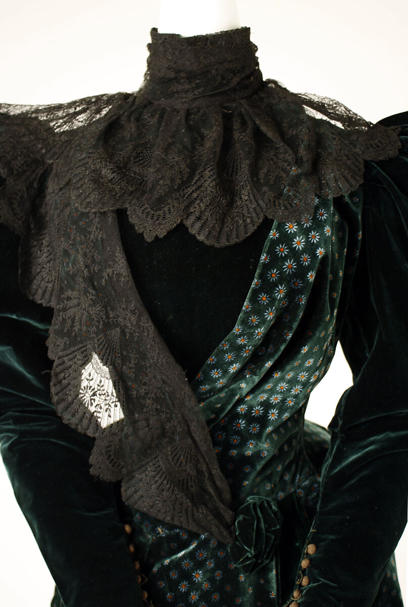 Walking dress, Madeleine Laferrière (French, 1847–1912), silk, cotton, French