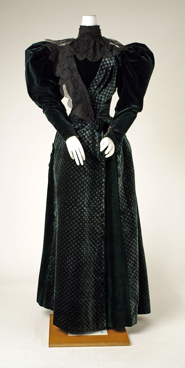 Walking dress, Madeleine Laferrière (French, 1847–1912), silk, cotton, French