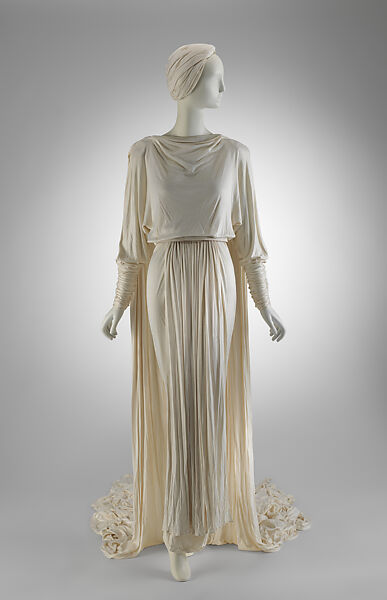 Wedding dress, Fendi (Italian, founded 1925), a) silk, faux pearl; b,c) silk; d) silk, leather; e) silk, cotton, metal, French