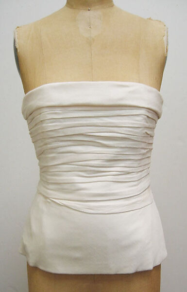 Wedding dress, Fendi (Italian, founded 1925), a) silk, faux pearl; b,c) silk; d) silk, leather; e) silk, cotton, metal, French