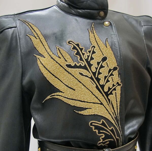 Coat, Claude Montana (French, 1949–2024), leather, synthetic, metal, French