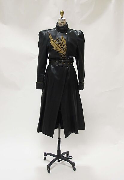 Coat, Claude Montana (French, 1949–2024), leather, synthetic, metal, French 