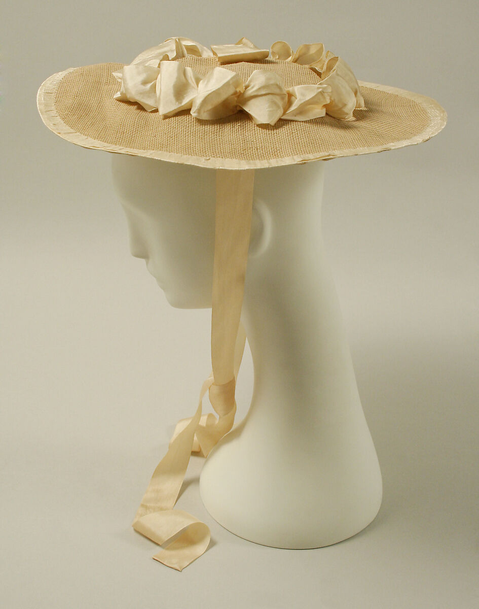 Hat, raffia, silk, British