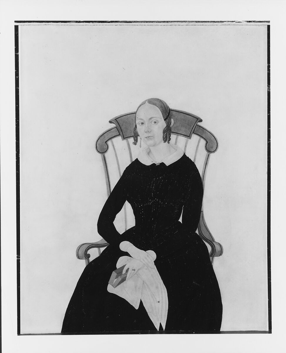 Lady Seated in a Boston Rocker, Jane Anthony Davis (1821–1855), Watercolor and graphite on smooth-surfaced tan wove paper, American