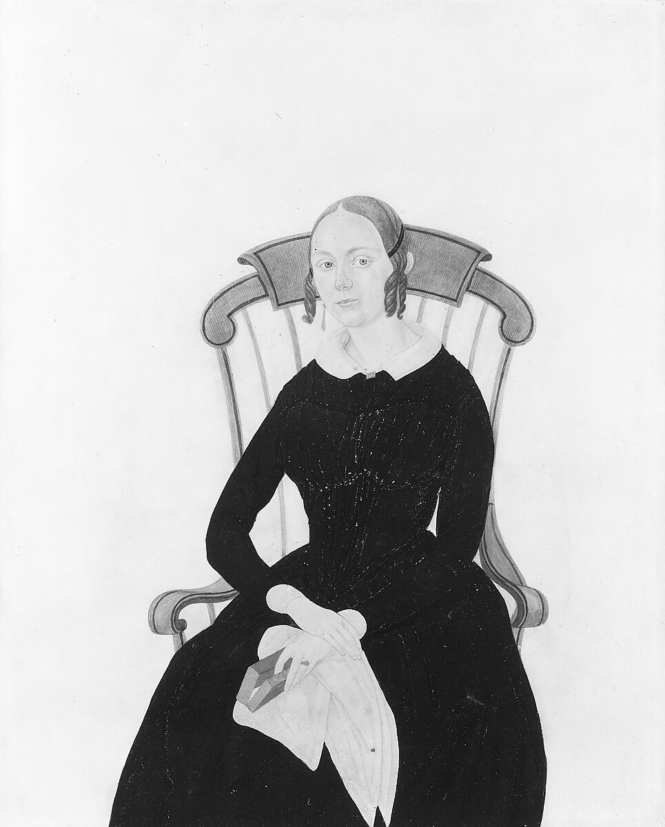 Lady Seated in a Boston Rocker, Jane Anthony Davis (1821–1855), Watercolor and graphite on smooth-surfaced tan wove paper, American 