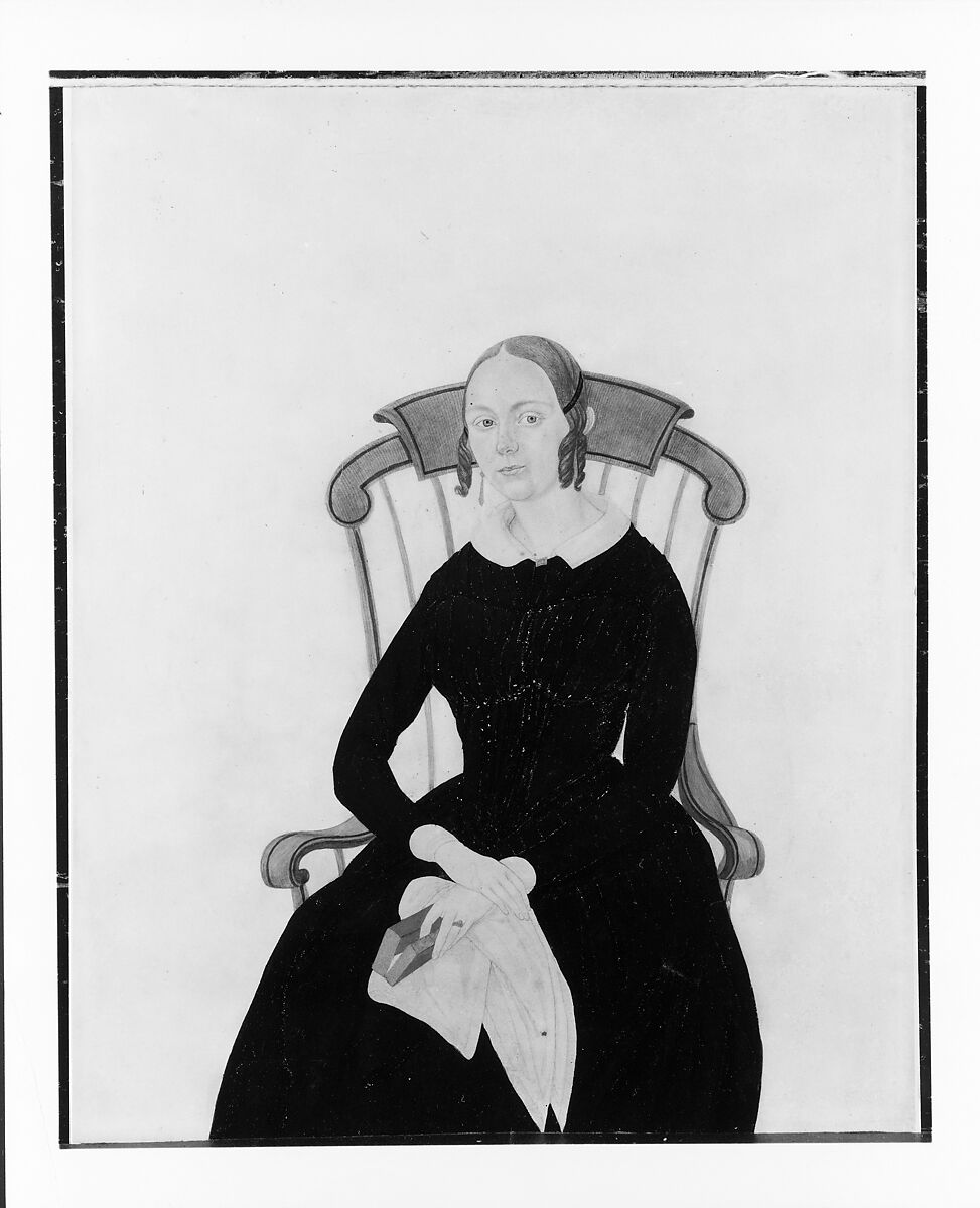 Lady Seated in a Boston Rocker, Jane Anthony Davis (1821–1855), Watercolor and graphite on smooth-surfaced tan wove paper, American