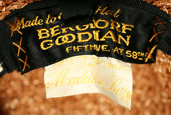 Hat, Madame Suzy (French), straw, cotton, American