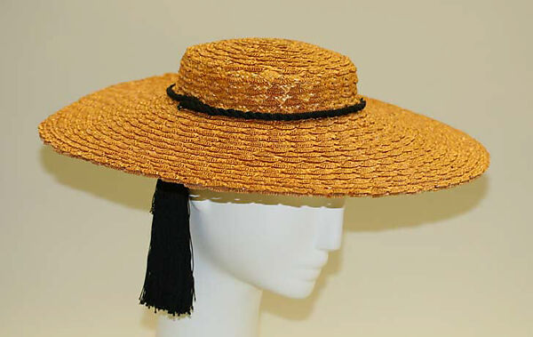Hat, Madame Suzy (French), straw, silk, French 