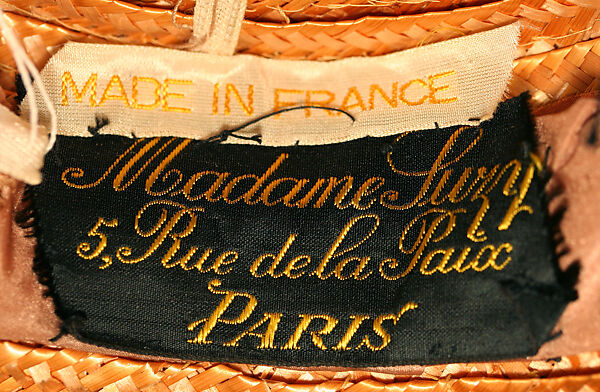 Hat, Madame Suzy (French), straw, silk, French