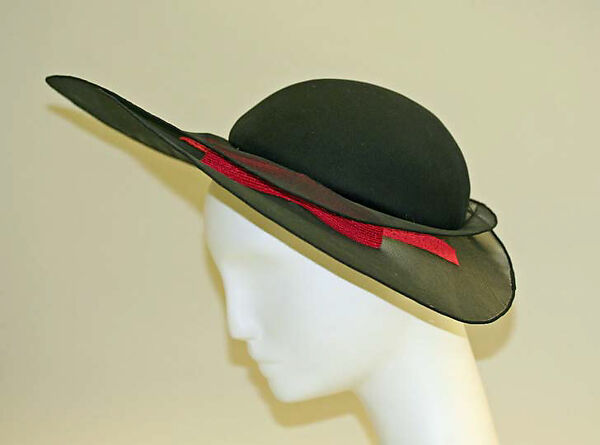 Hat, Paulette (French), silk, straw, French 