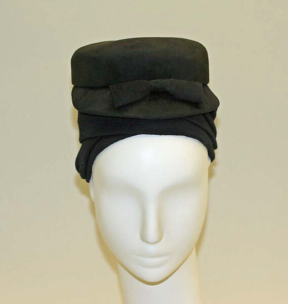 Hat, House of Balenciaga (French, founded 1937), leather, wool, French 