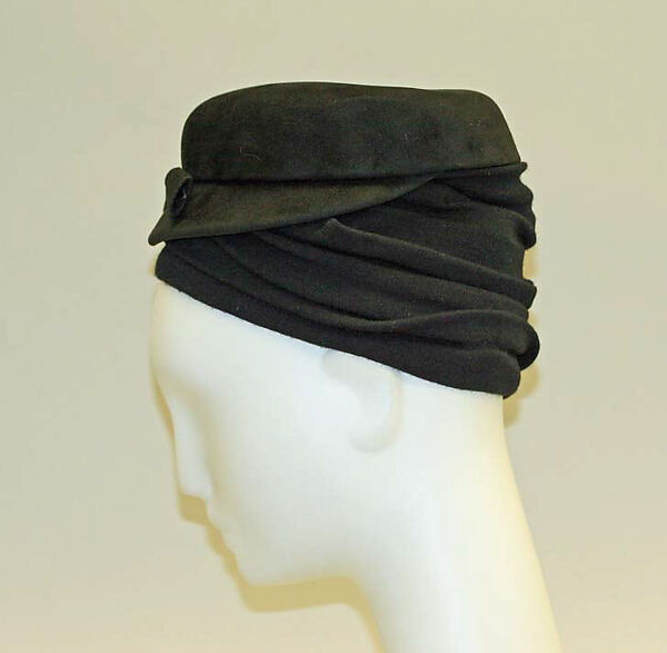 Hat, House of Balenciaga (French, founded 1937), leather, wool, French