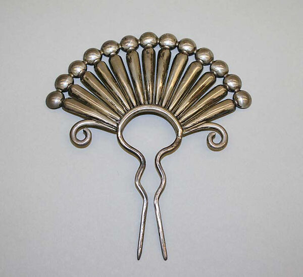 Comb, metal (silver), Mexican 