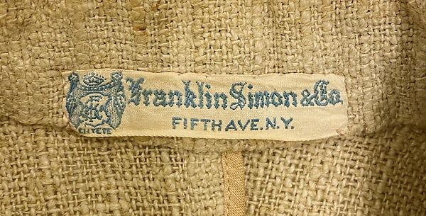 Riding habit, Franklin Simon &amp; Co. (American, founded 1902), linen, American