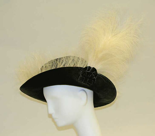 Hat, silk, feathers, American or European