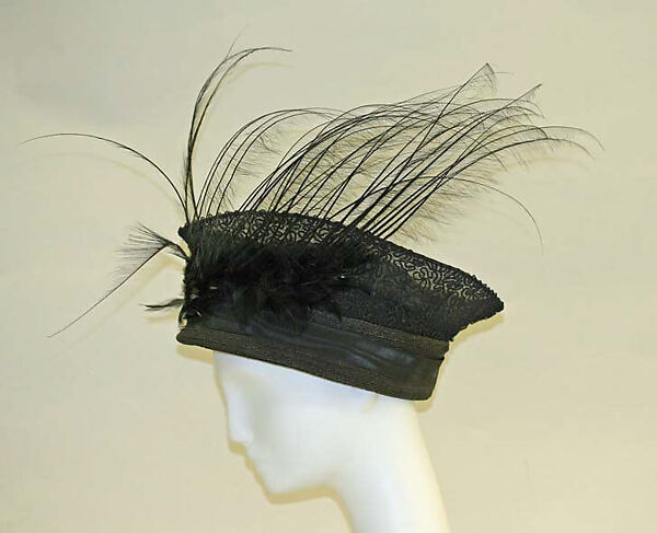 Hat, straw, horsehair, feathers, American