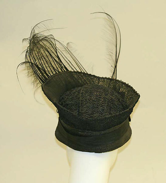 Hat, straw, horsehair, feathers, American