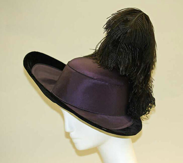 Hat, silk, feathers, French