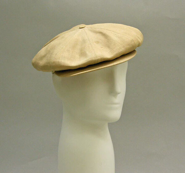 Cap, linen, leather, American 