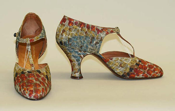 Shoes, Ducerf Scavini, leather, silk, metal, French 