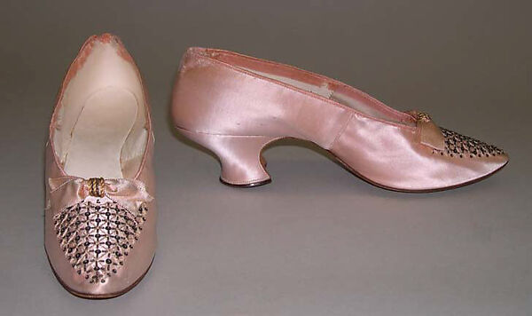 Evening shoes, silk, leather, French 