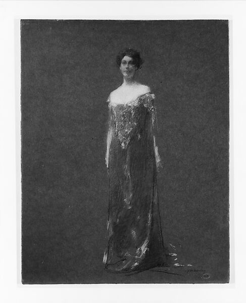 The Evening Dress, Thomas Wilmer Dewing (American, 1851–1938), Pastel on brown paper cardboard, American