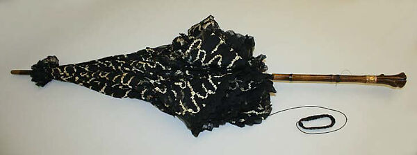 Parasol, silk, cotton, wood, gold, American or European