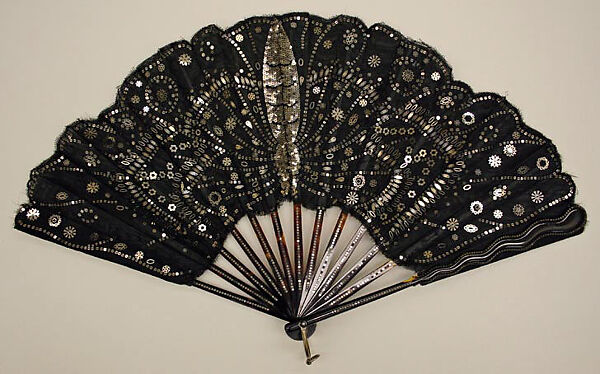 Fan, cotton, metal (silver), plastic, American or European 