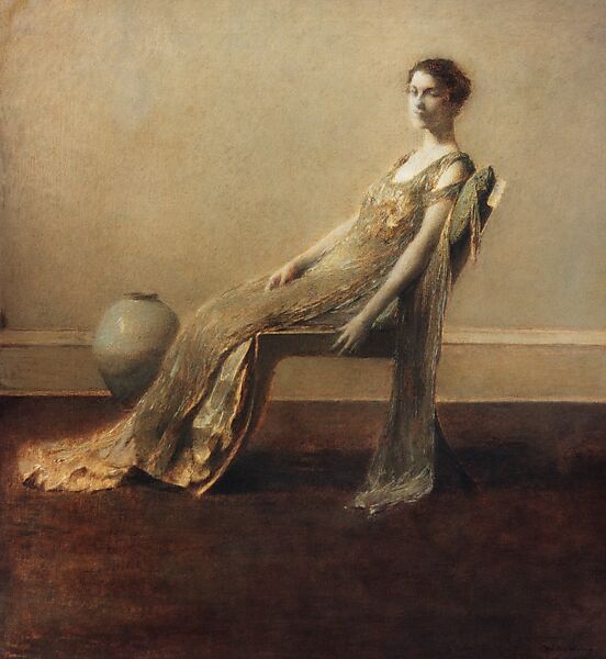 Green and Gold, Thomas Wilmer Dewing (American, 1851–1938), Oil on canvas, American