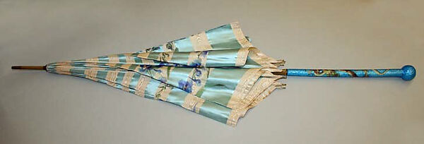 Parasol, silk, wood, metal, glass, British
