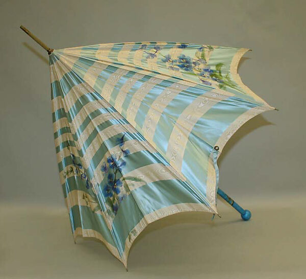 Parasol, silk, wood, metal, glass, British 