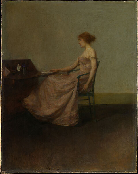 The Letter, Thomas Wilmer Dewing (American, 1851–1938), Oil on canvas, American
