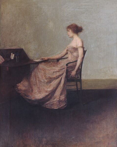 The Letter, Thomas Wilmer Dewing (American, 1851–1938), Oil on canvas, American 