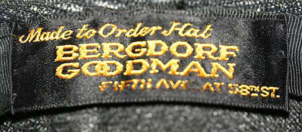 Hat, Bergdorf Goodman (American, founded 1899), silk, straw, American