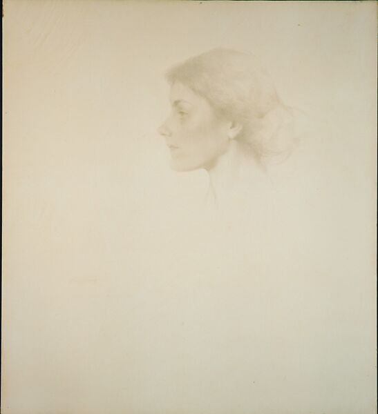 Portrait of a Woman, Thomas Wilmer Dewing (American, 1851–1938), Silverpoint on paper, mounted on pulp board, American