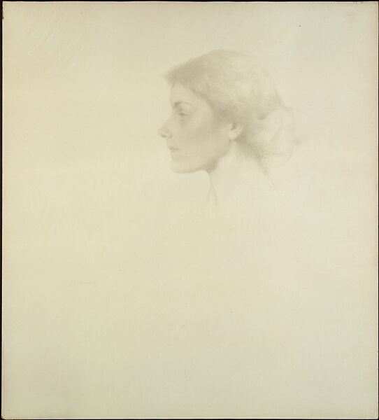 Portrait of a Woman, Thomas Wilmer Dewing (American, 1851–1938), Silverpoint on paper, mounted on pulp board, American 