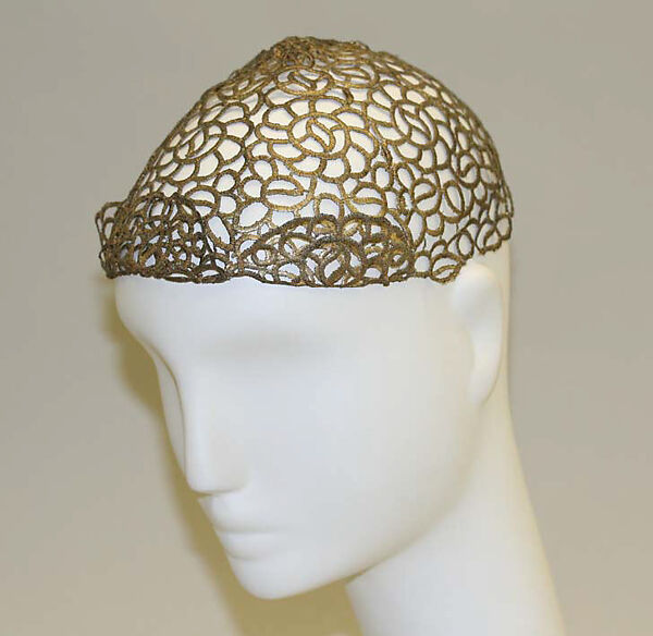 Evening cap, metallic thread, American or European 