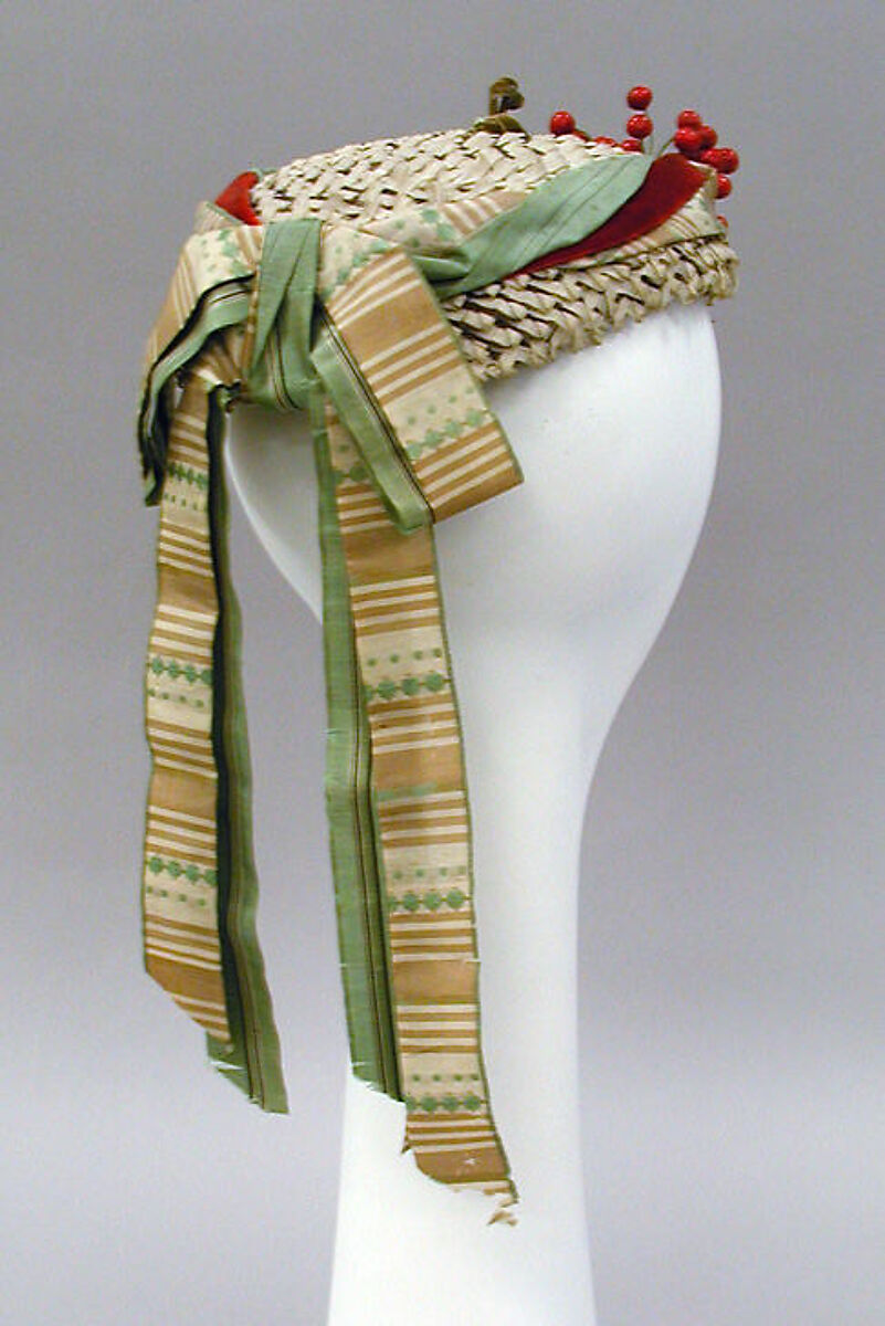 Hat, straw, silk, American