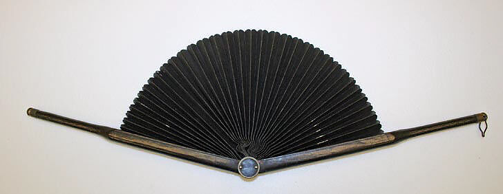 Fan, leather, silk, American 