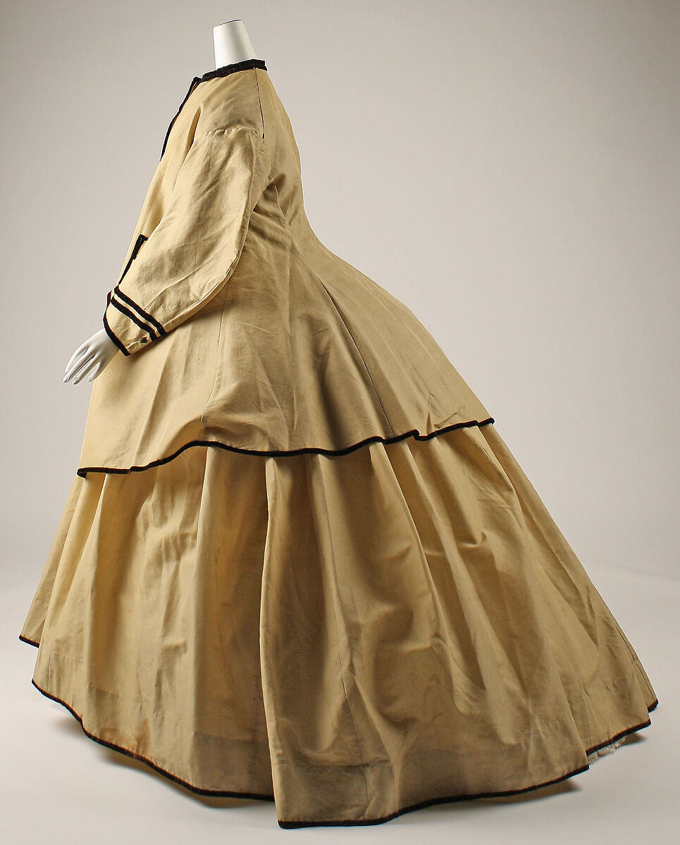 Walking dress, silk, wool, American or European