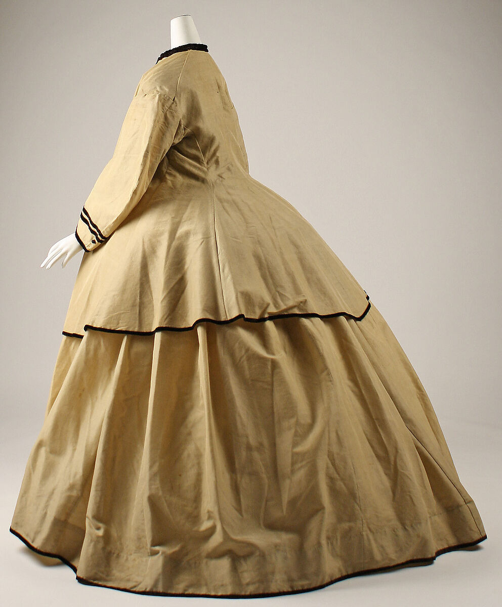 Walking dress, silk, wool, American or European